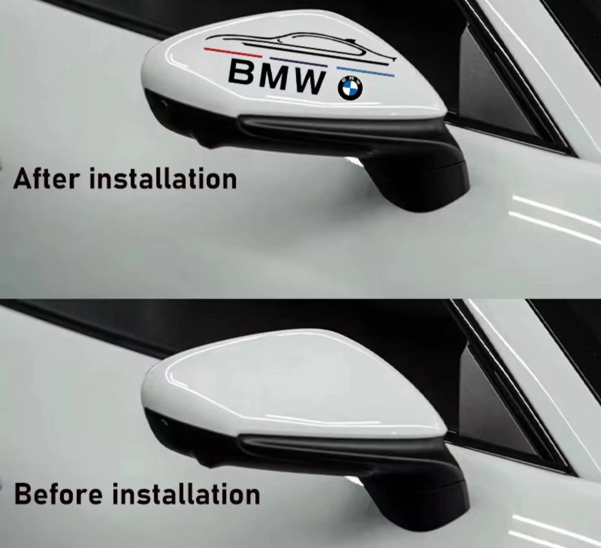 BMW (2) Black Mirror and Body Die Cut Stickers