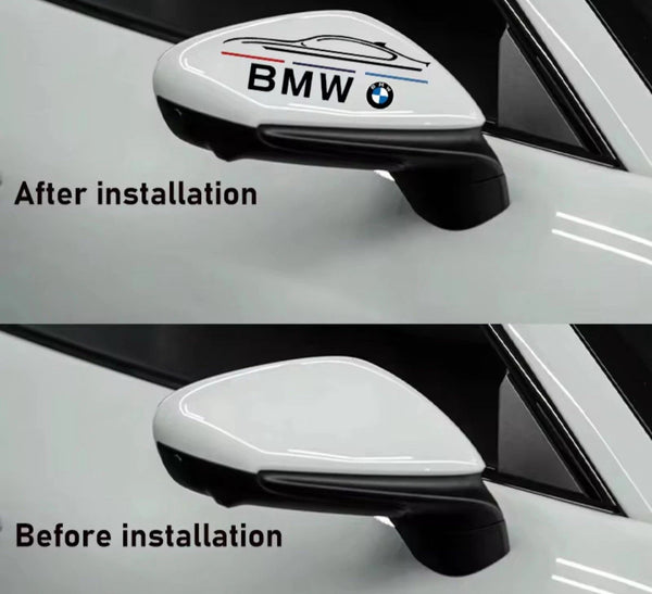BMW (2) Black Mirror and Body Die Cut Stickers