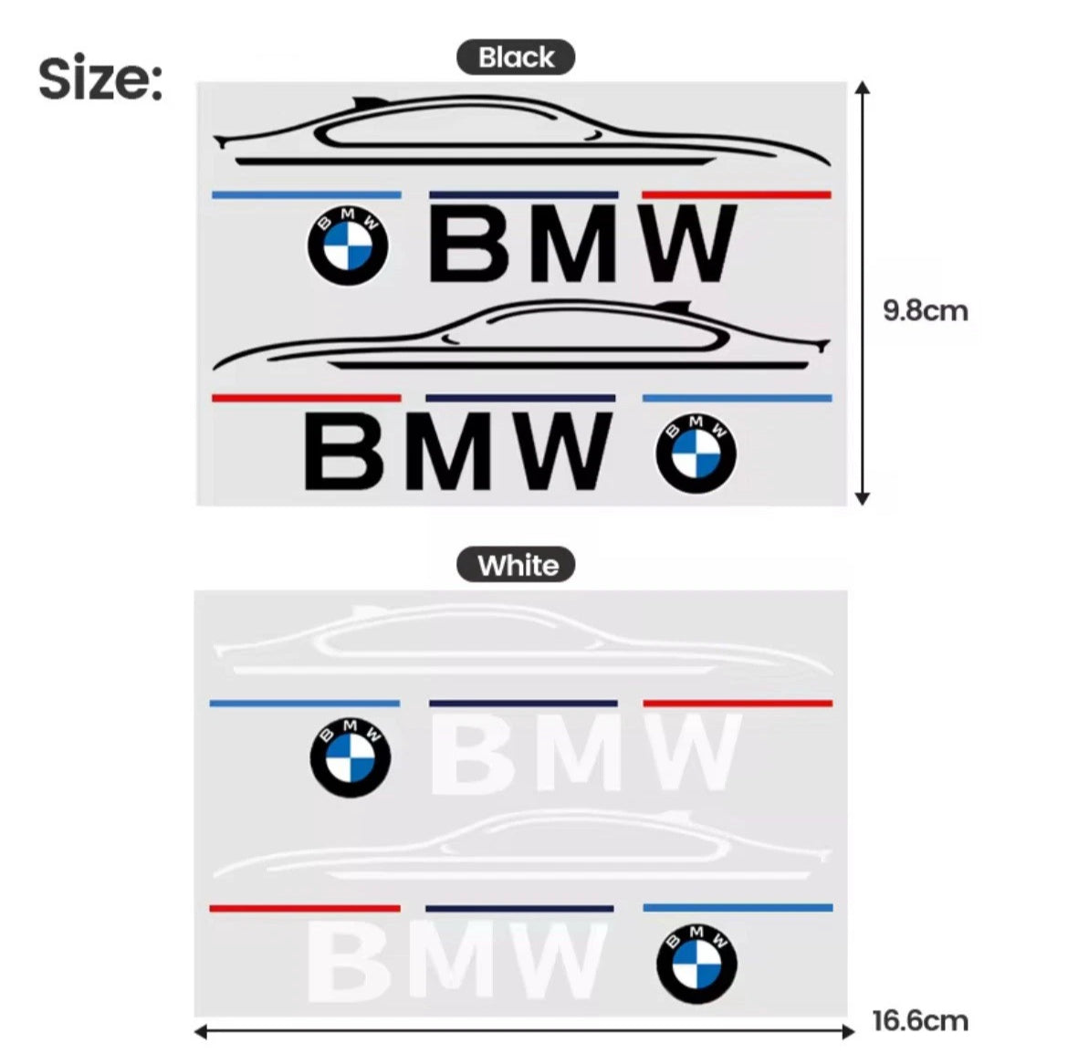 BMW (2) White Mirror and Body Die Cut Stickers