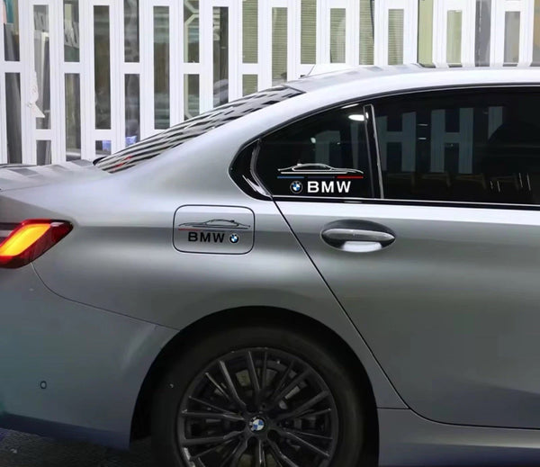BMW (2) Black Mirror and Body Die Cut Stickers