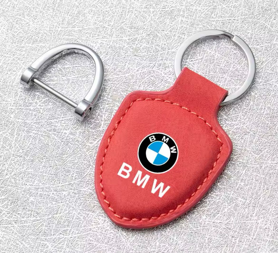 BMW Leather Crest  Red Keychain