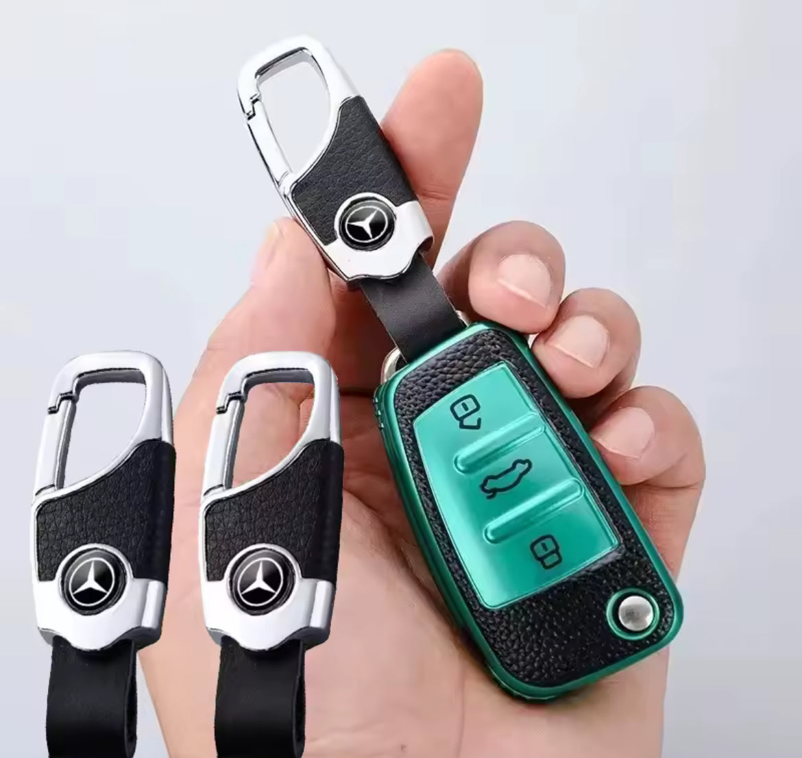 Mercedes Benz Leather X Carabiner  Keychain