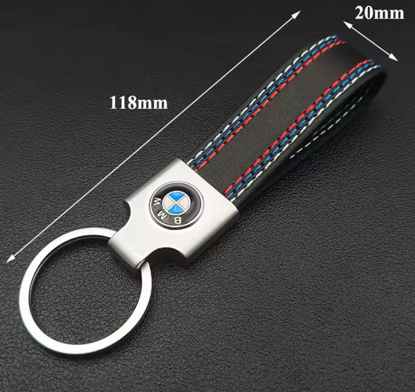BMW Black Leather Keychain